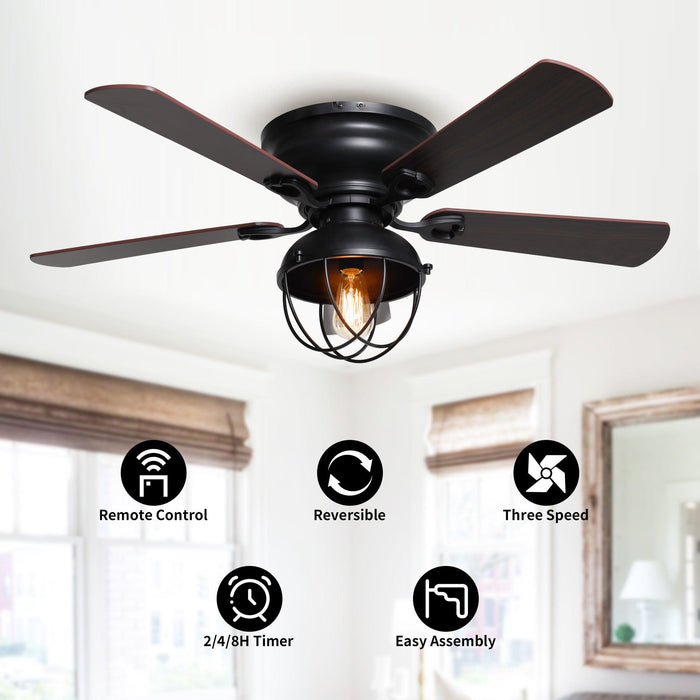 Ventilador de techo reversible industrial de 42" con iluminación y control remoto