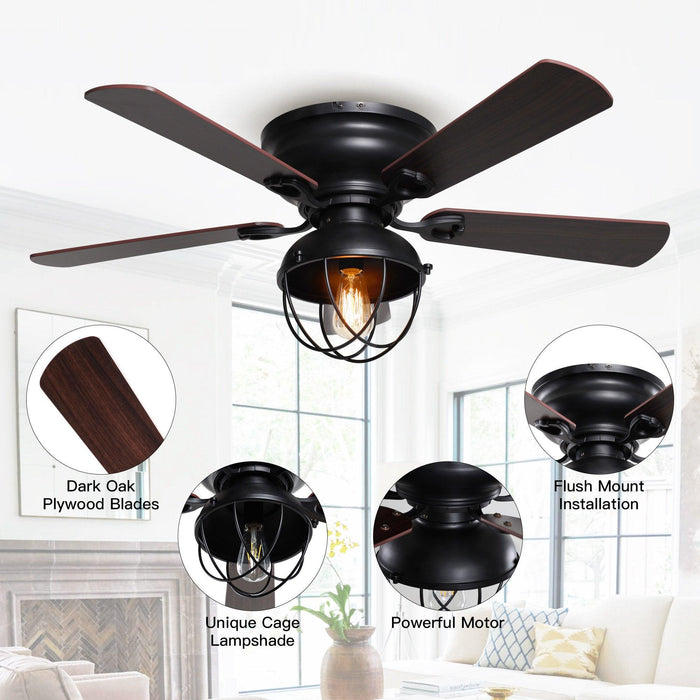 Ventilador de techo reversible industrial de 42" con iluminación y control remoto