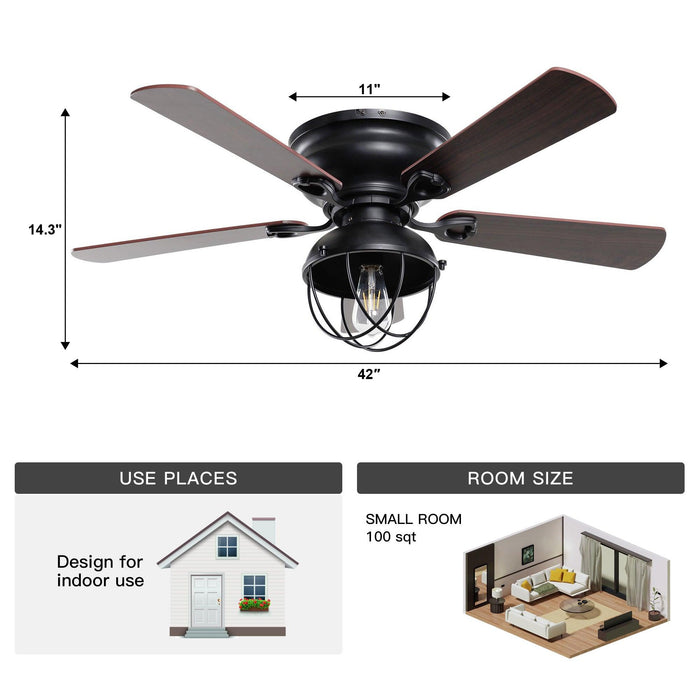 Ventilador de techo reversible industrial de 42" con iluminación y control remoto