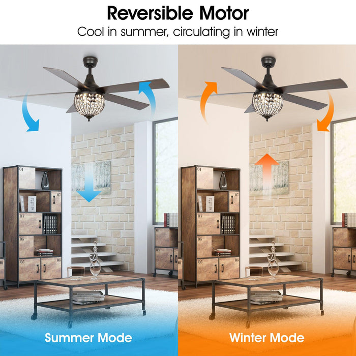 Ventilador de techo con montaje de barra vertical de 52" con iluminación y control remoto