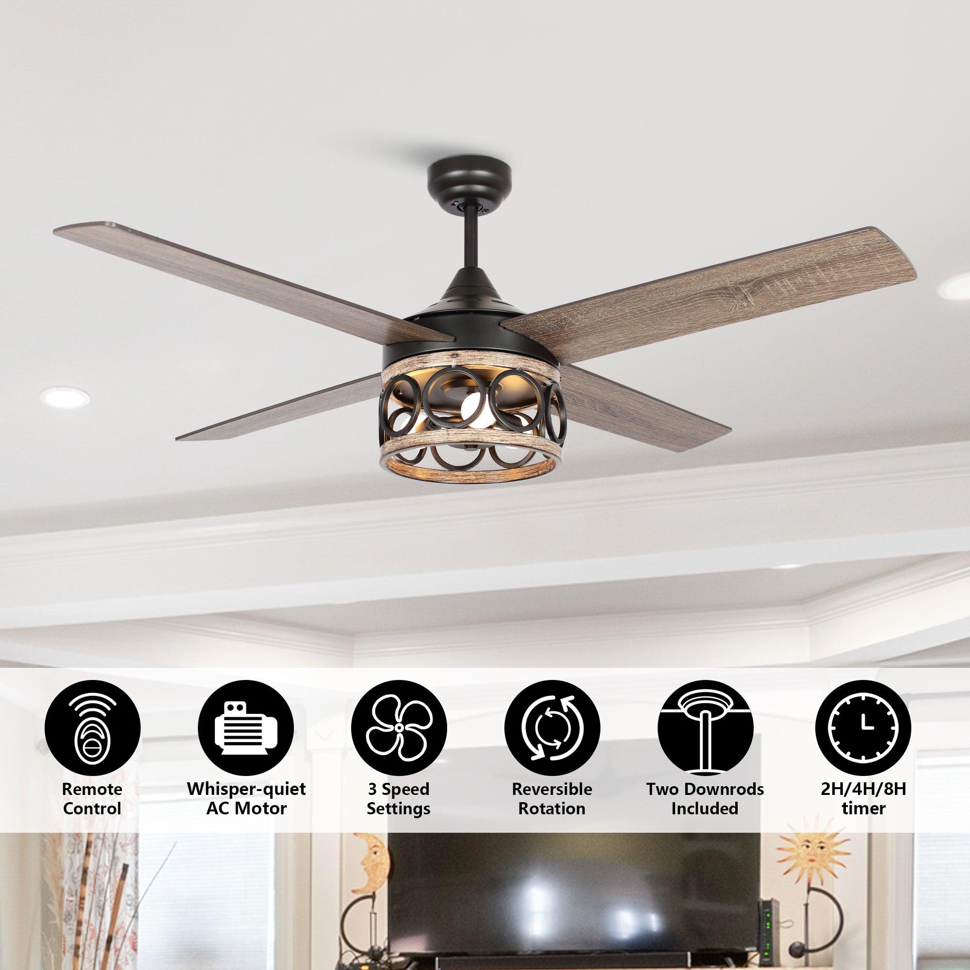 Ventilador de techo reversible estilo granja Kashmir de 52