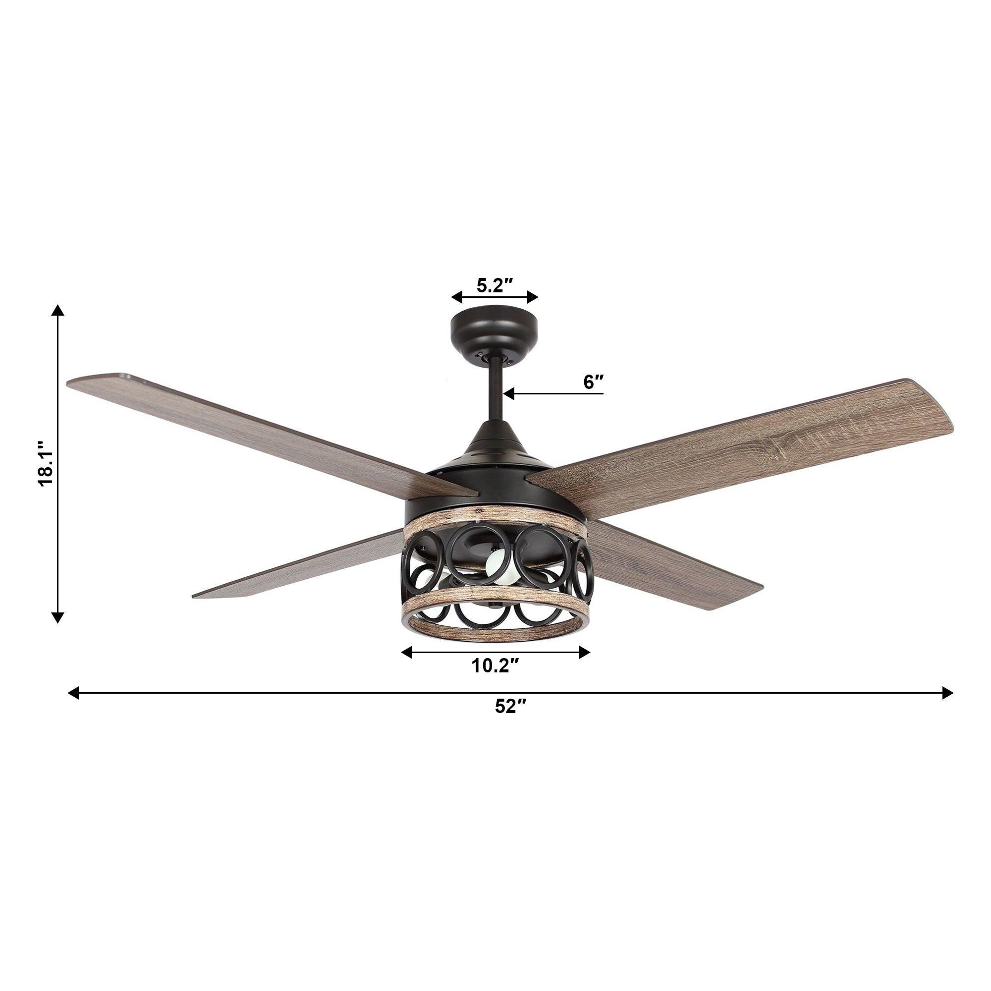 Ventilador de techo reversible estilo granja Kashmir de 52
