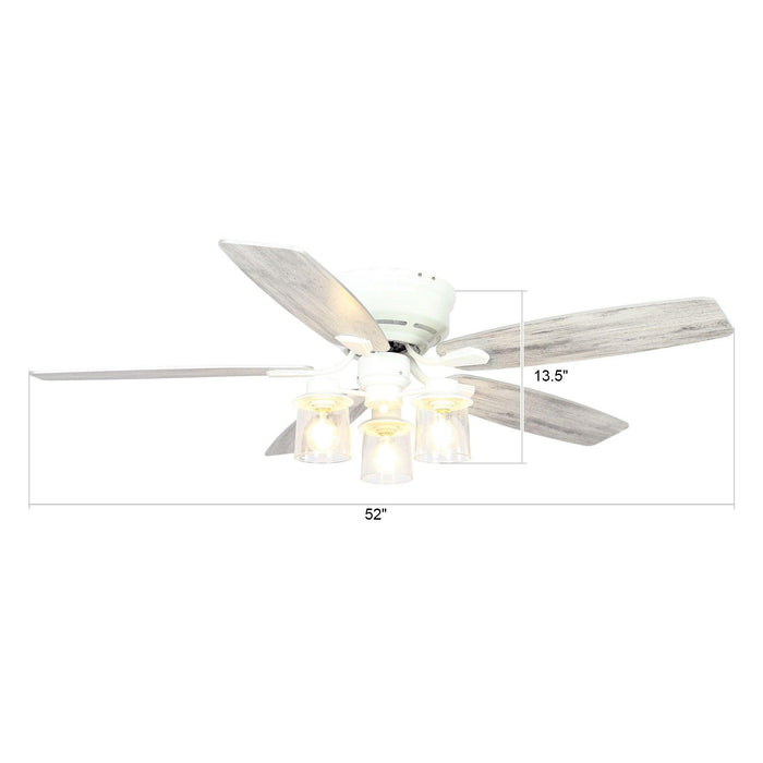 52" Traditional Flush Mount Reversible Ceiling Fan with Lighting and Remote Control