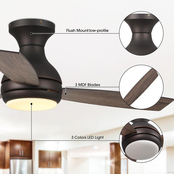 Ventilador de techo reversible Beckette moderno de 48" con iluminación y control remoto