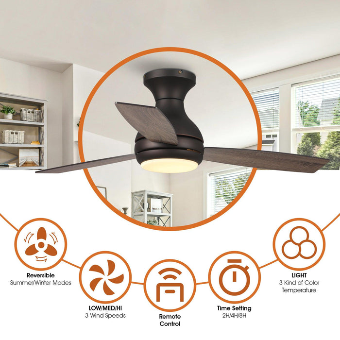 Ventilador de techo reversible Beckette moderno de 48" con iluminación y control remoto