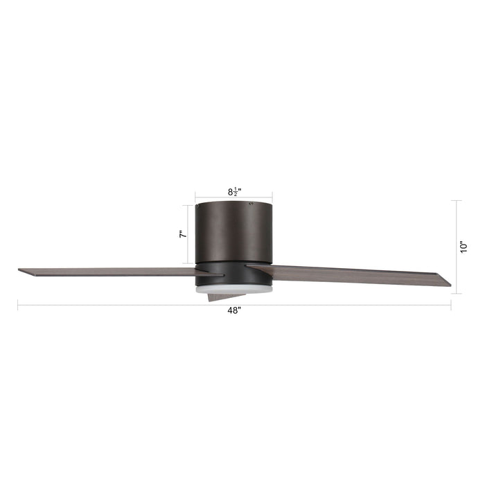 48" Kielah Farmhouse Flush Mount Reversible Ceiling Fan with Lighting and Remote Control