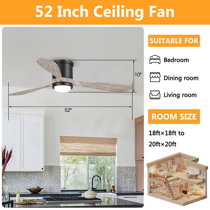 Ventilador de techo reversible Anyan moderno de 52" con iluminación y control remoto
