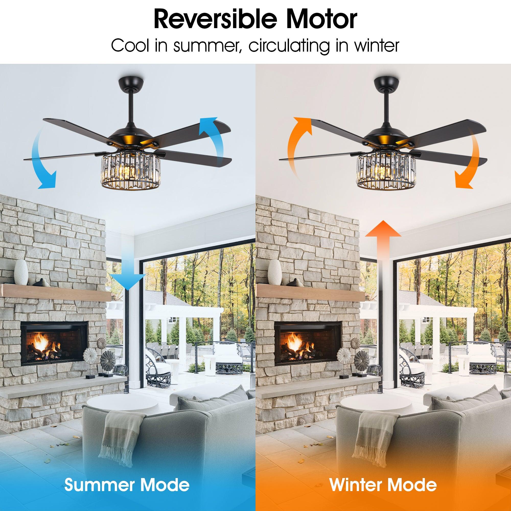 Ventilador de techo de cristal reversible Dicken moderno de 52