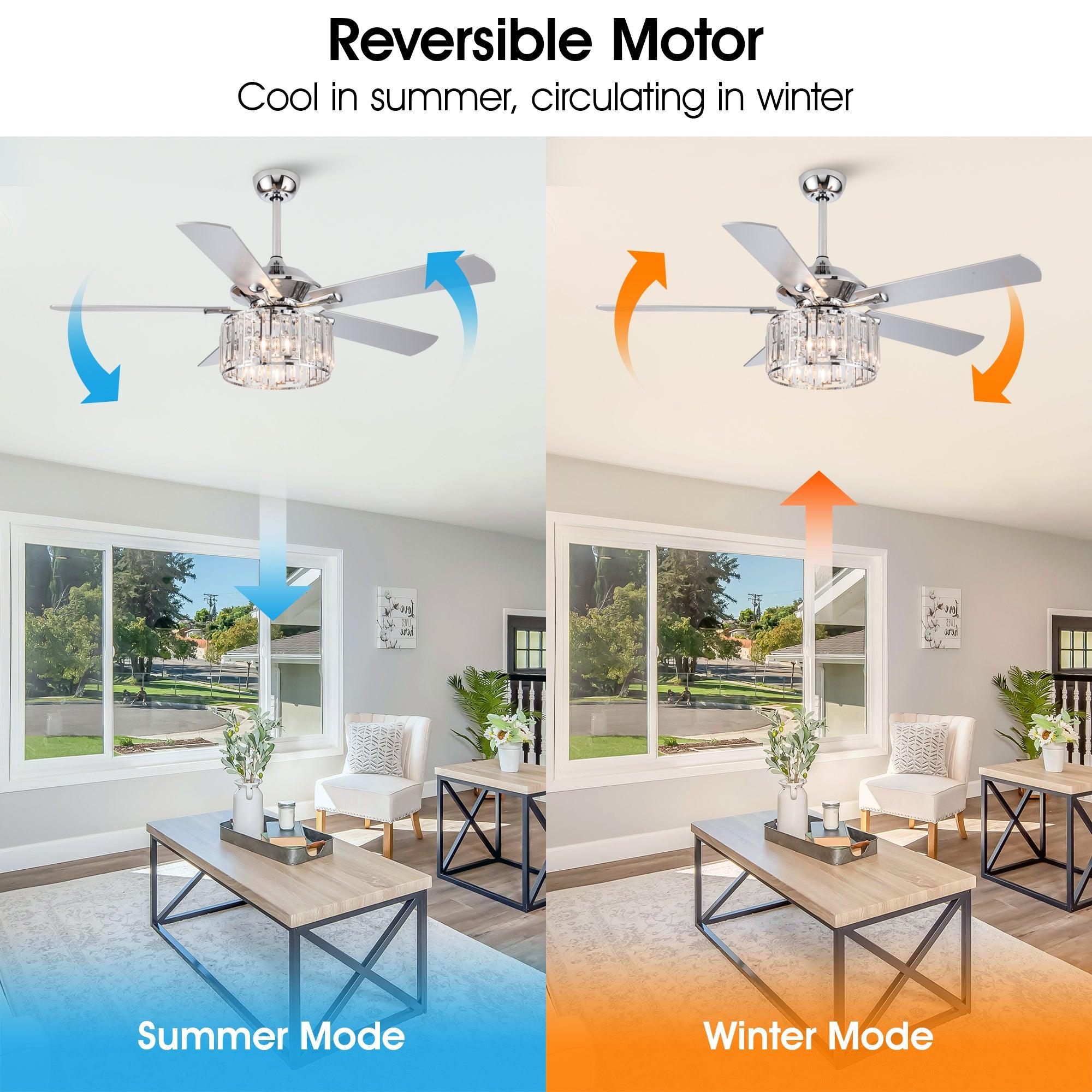 Ventilador de techo de cristal reversible Dicken moderno de 52