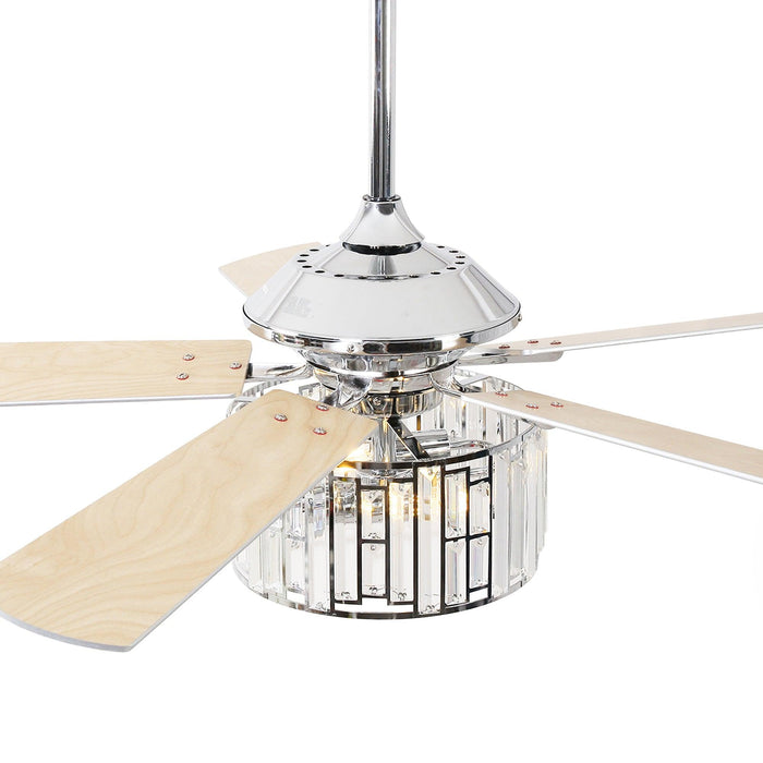 52" Dicken Modern Downrod Mount Reversible Crystal Ceiling Fan with Lighting and Remote Control