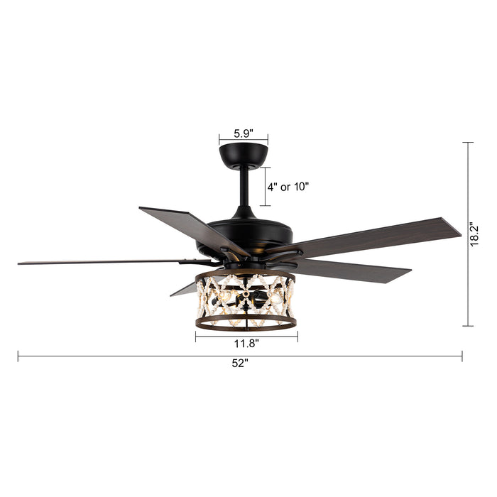 52" New Delhi Industrial Downrod Mount Reversible Ceiling Fan with Lighting and Remote Control