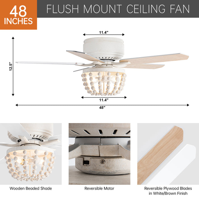 48 "Nueva Delhi tradicional montaje empotrado ventilador de techo reversible con iluminación y Control remoto