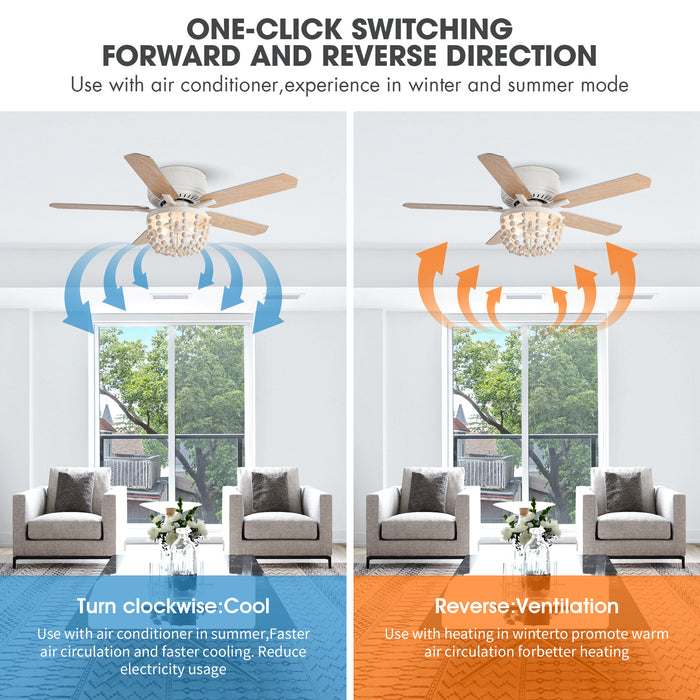 48 "Nueva Delhi tradicional montaje empotrado ventilador de techo reversible con iluminación y Control remoto
