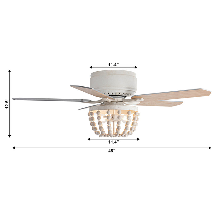 48" New Delhi Modern Flush Mount Reversible Ceiling Fan with Lighting and Remote Control