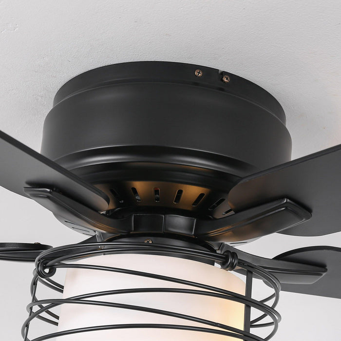 Ventilador de techo reversible industrial de montaje empotrado Athens de 48" con iluminación y control remoto