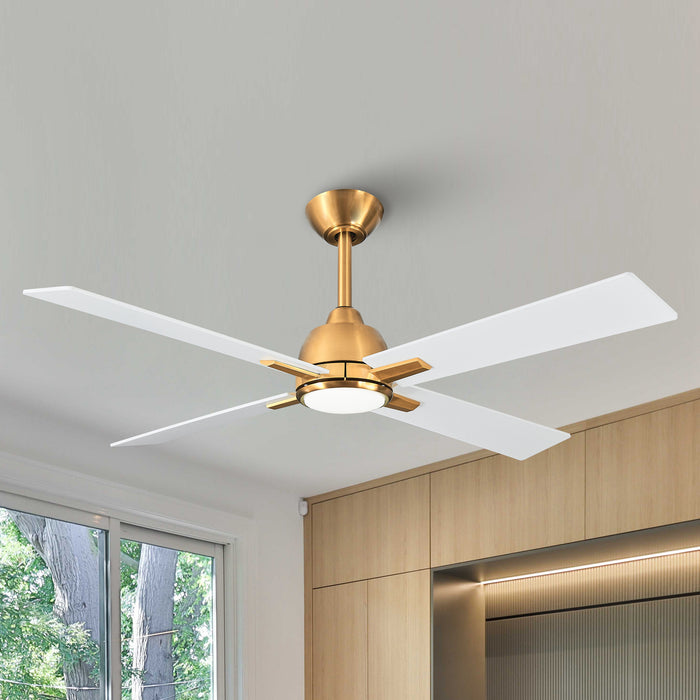 48" Linden Industrial DC Motor Downrod Mount Reversible Crystal Ceiling Fan with Lighting and Remote Control