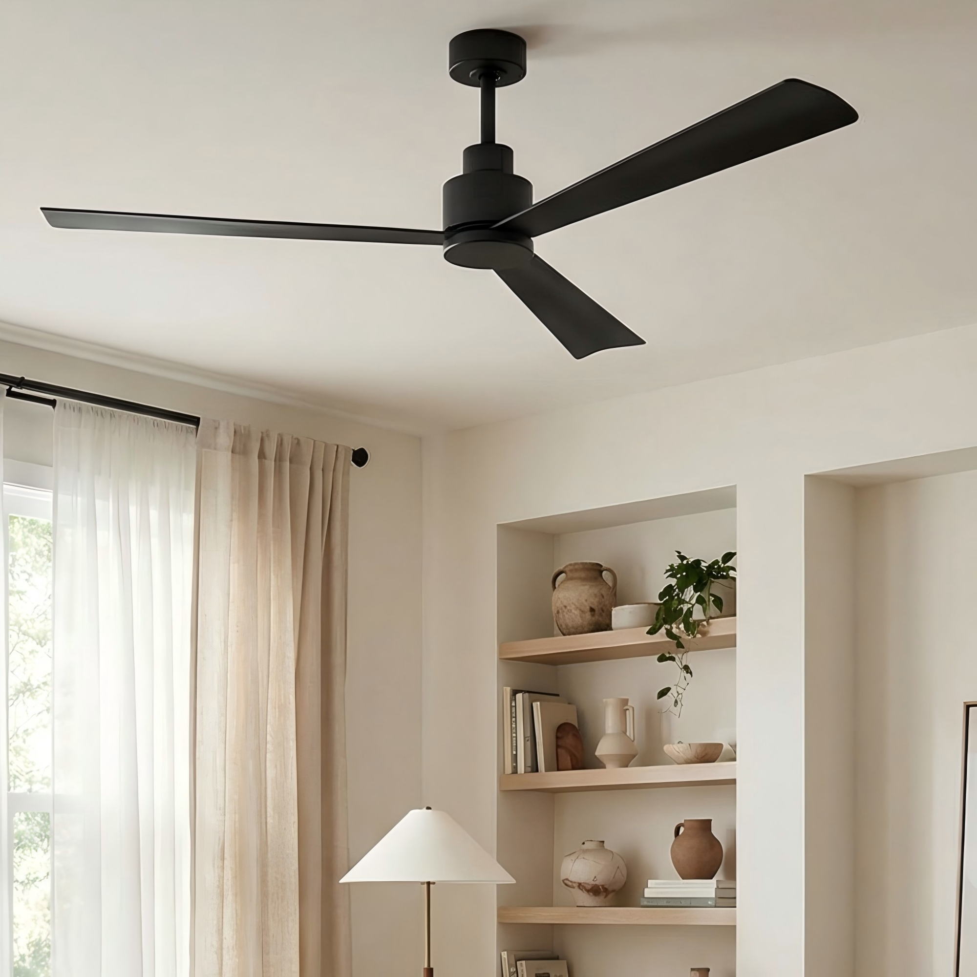 52" Zelda Industrial DC Motor Downrod Mount Reversible Ceiling Fan With Remote Control