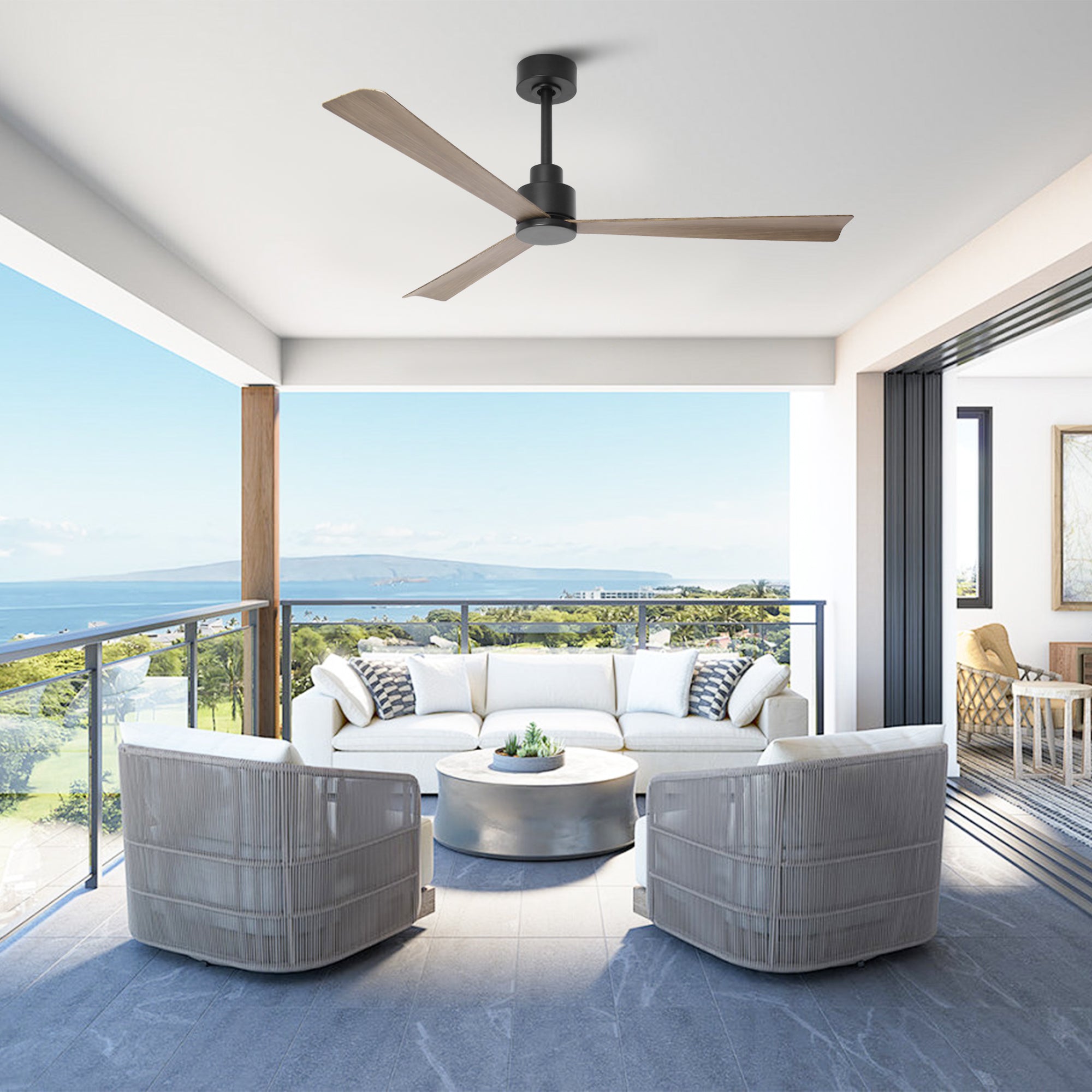 52 Inch Esther 3-Blades Modern Downrod Mount Ceiling Fan with Remote Control