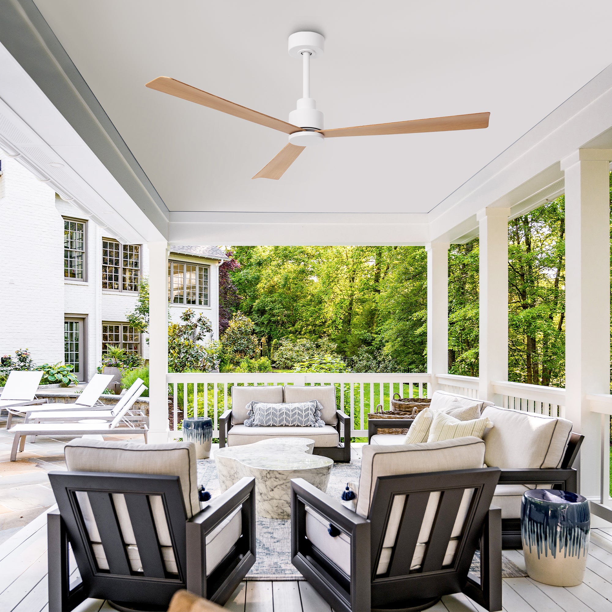 52 Inch Esther 3-Blades Modern Downrod Mount Ceiling Fan with Remote Control