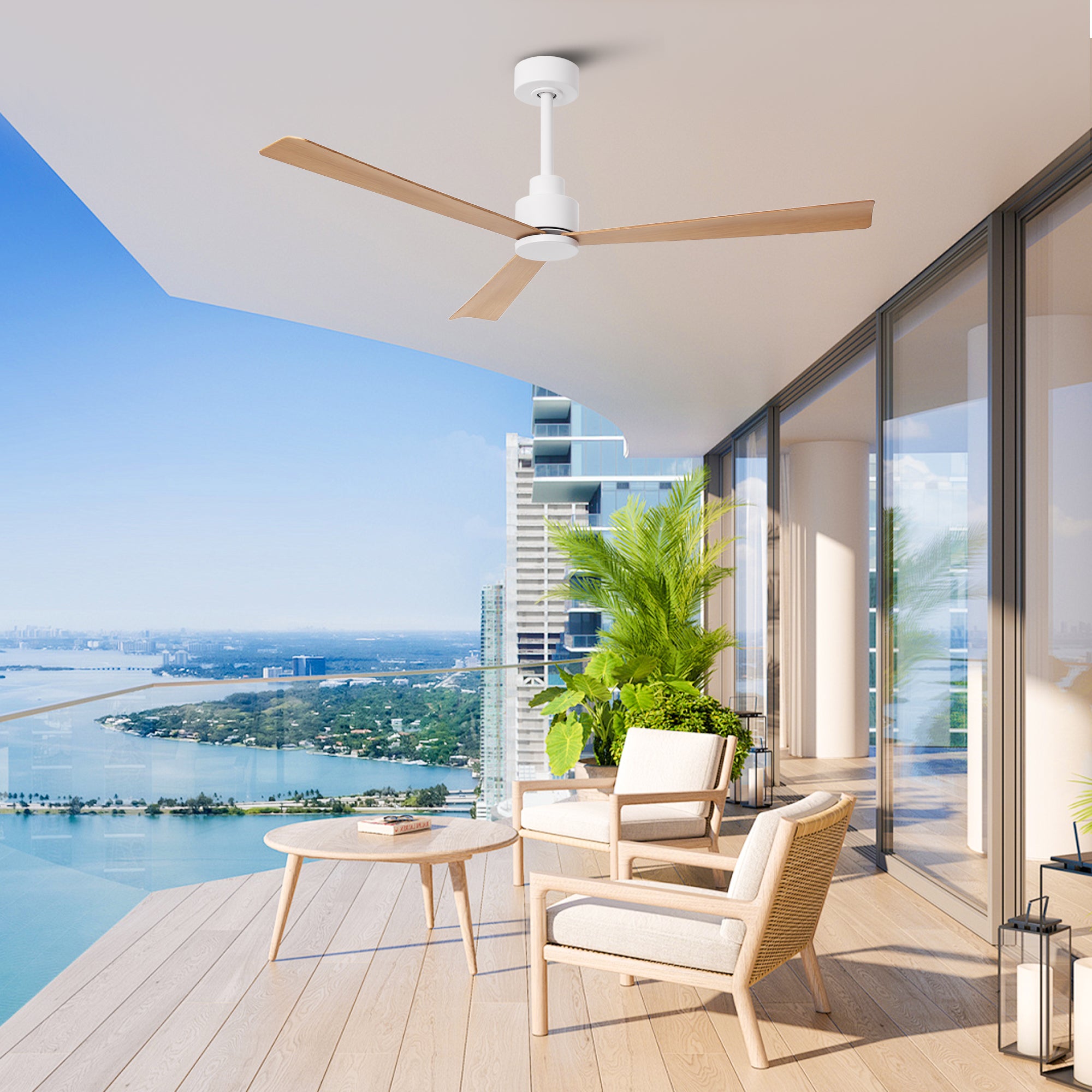 52 Inch Esther 3-Blades Modern Downrod Mount Ceiling Fan with Remote Control