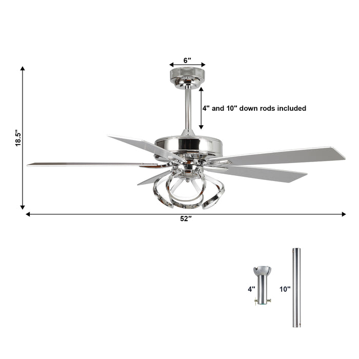 52" Zelda Modern DC Motor Downrod Mount Reversible Ceiling Fan with Lighting and Remote Control