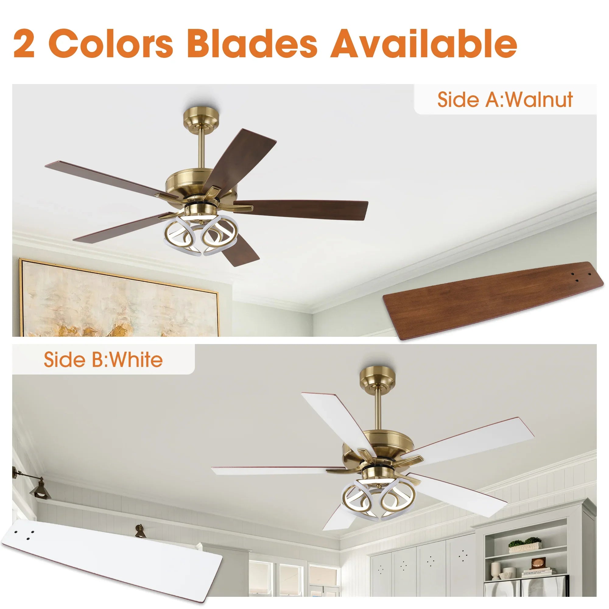 52 Inch Boyd Antique-bronze Golden Downrod Mount RGB LED Smart Fan