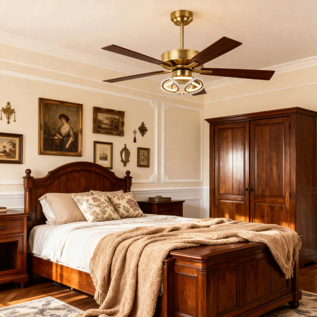 52 Inch Boyd Antique-bronze Golden Downrod Mount RGB LED Smart Fan