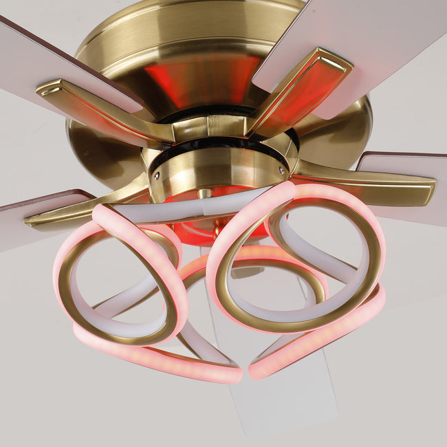 52 Inch Boyd Antique-bronze Golden Downrod Mount RGB LED Smart Fan