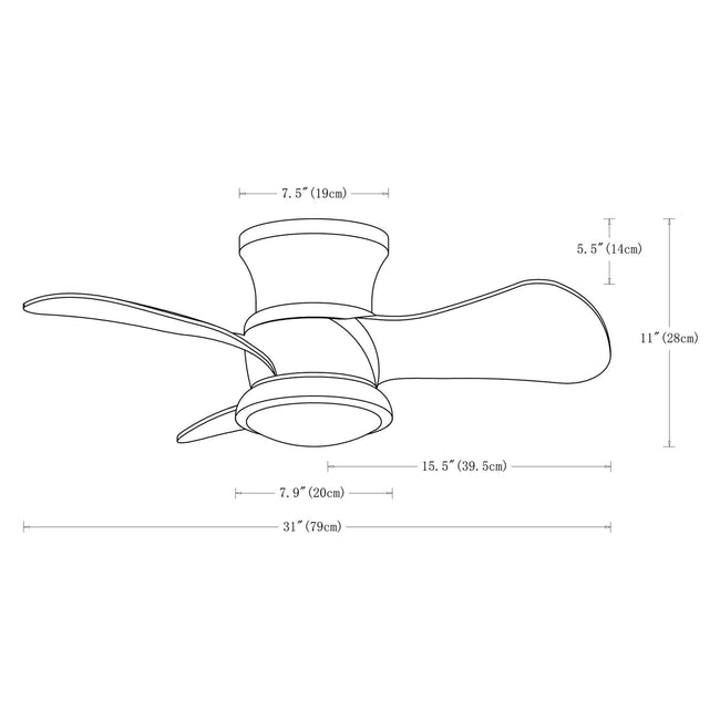 Ventilador de techo reversible Mazon de 31