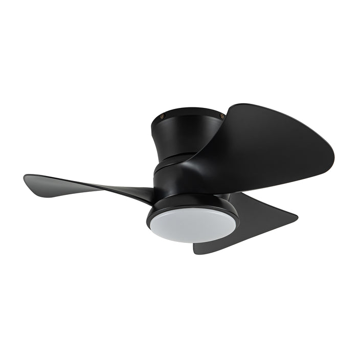 31" Mazon Industrial DC Motor Flush Mount Reversible Ceiling Fan with LED Lighting and Remote Control