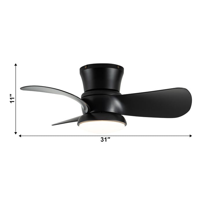 31" Mazon Modern DC Motor Flush Mount Reversible Ceiling Fan with LED Lighting and Remote Control