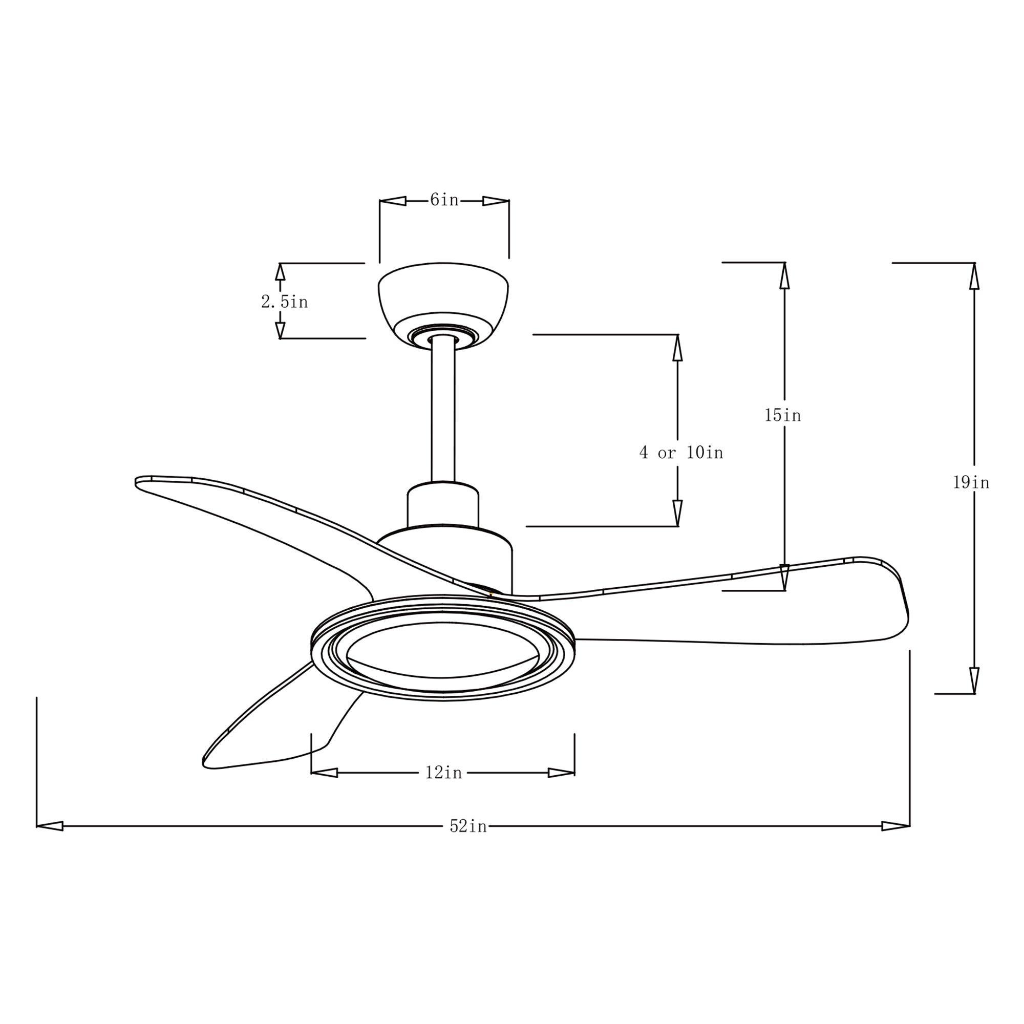 Ventilador de techo reversible de 52