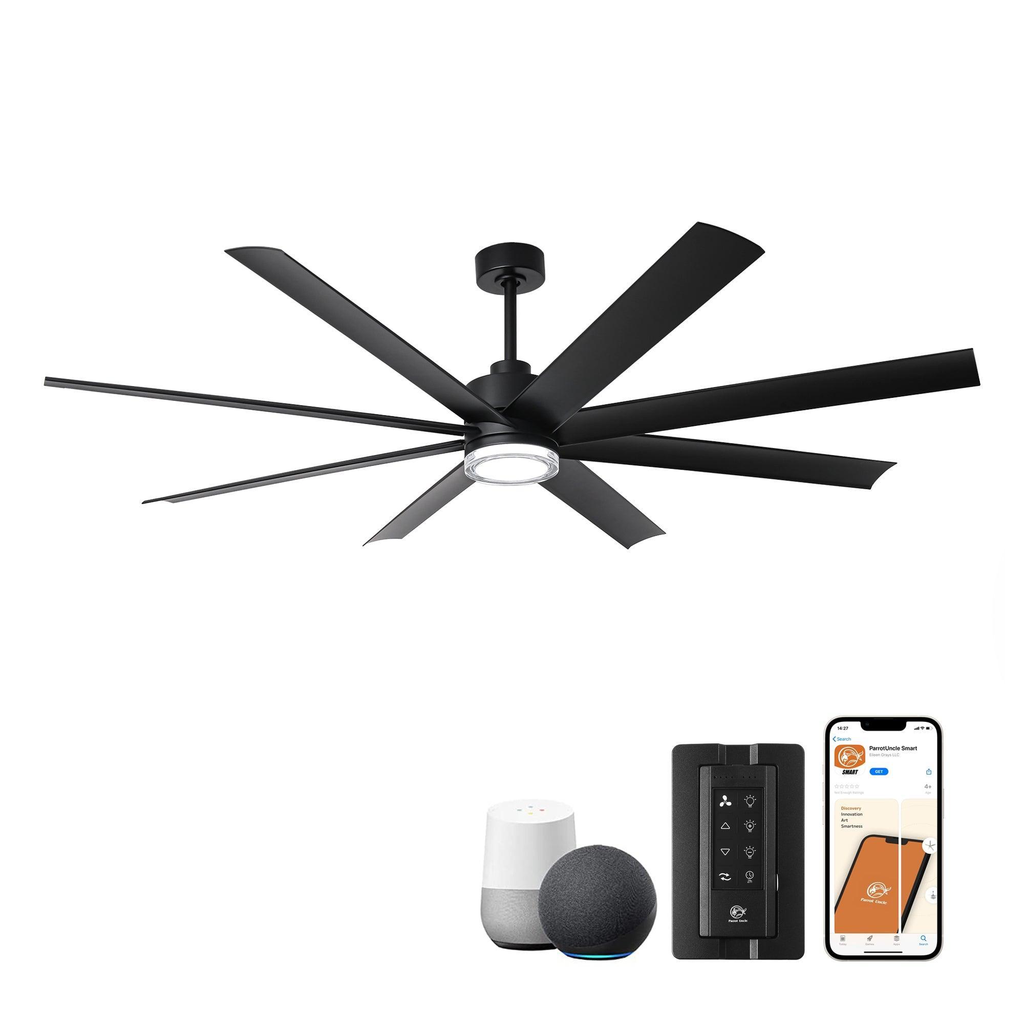 Ventilador inteligente moderno Daugava de 72 pulgadas con montaje en barra y luz LED