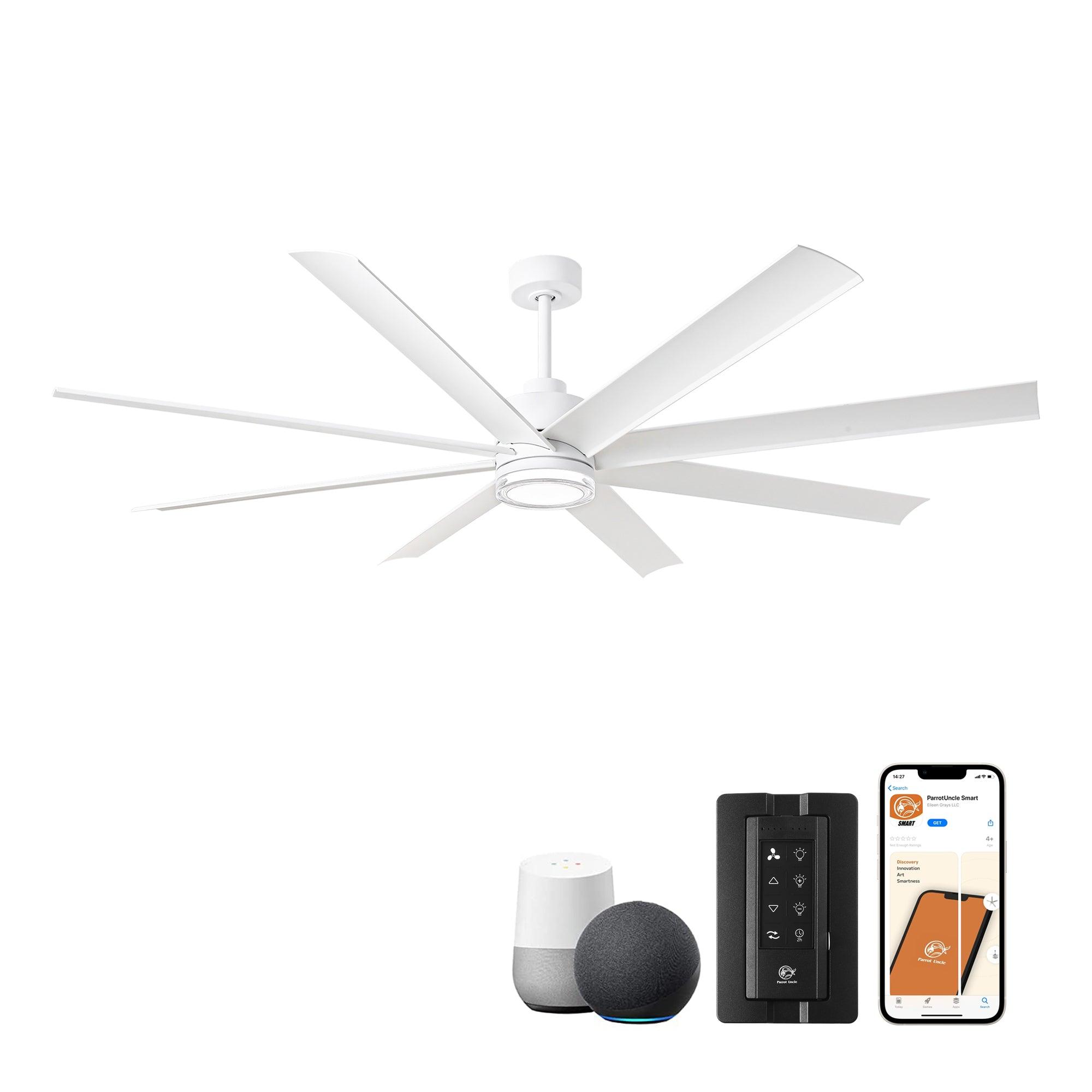 Ventilador inteligente moderno Daugava de 72 pulgadas con montaje en barra y luz LED