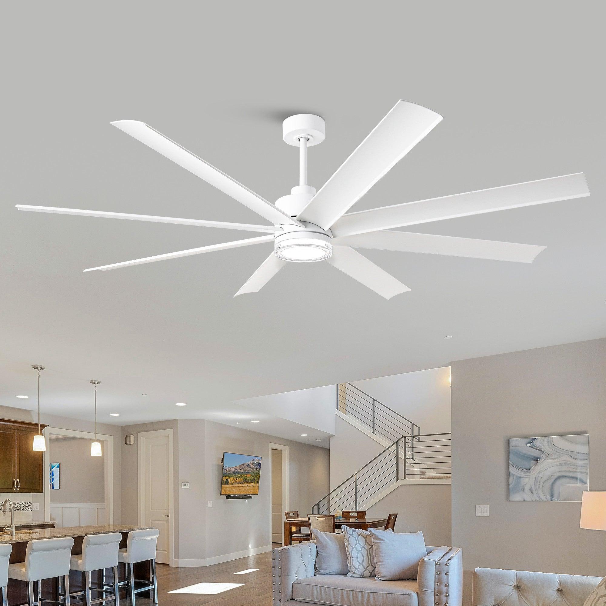Ventilador inteligente moderno Daugava de 72 pulgadas con montaje en barra y luz LED
