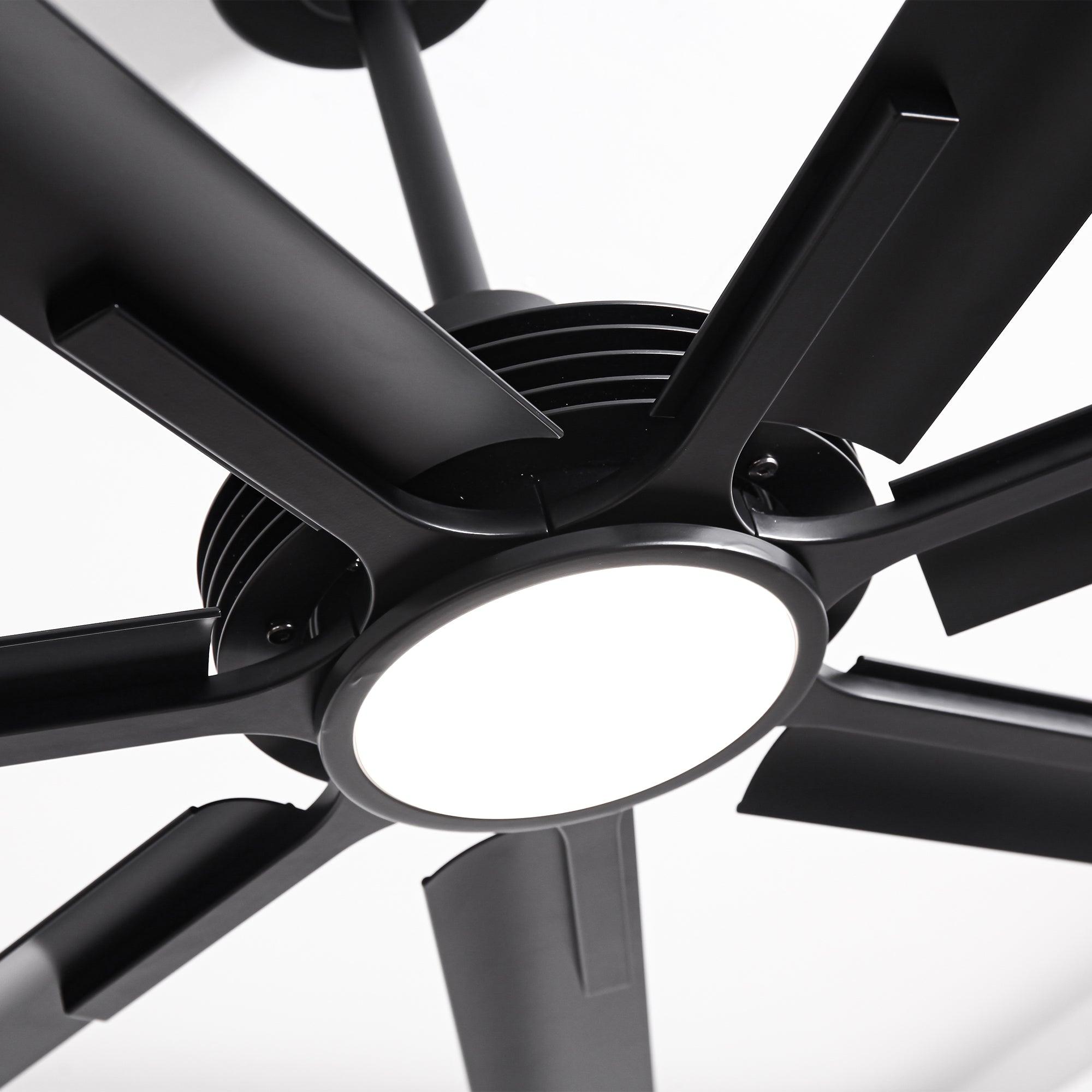 84 Inch 100 Inch Padus Black Large Size Ceiling Fan with Dimmable Lighting and Remote Control