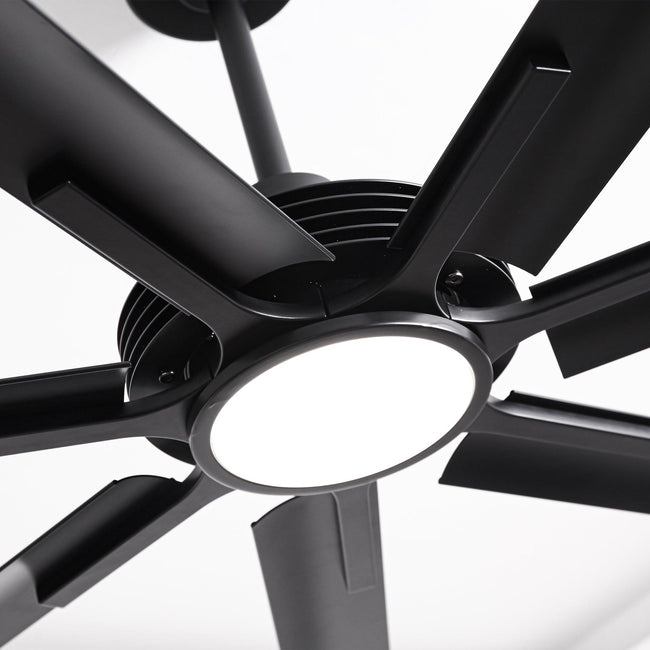 Ventilador de techo Padus negro de gran tamaño de 84 pulgadas y 100 pulgadas con iluminación regulable y control remoto