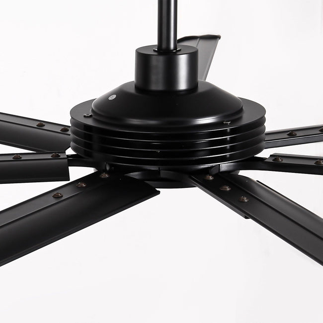 Ventilador de techo Padus negro de gran tamaño de 84 pulgadas y 100 pulgadas con iluminación regulable y control remoto