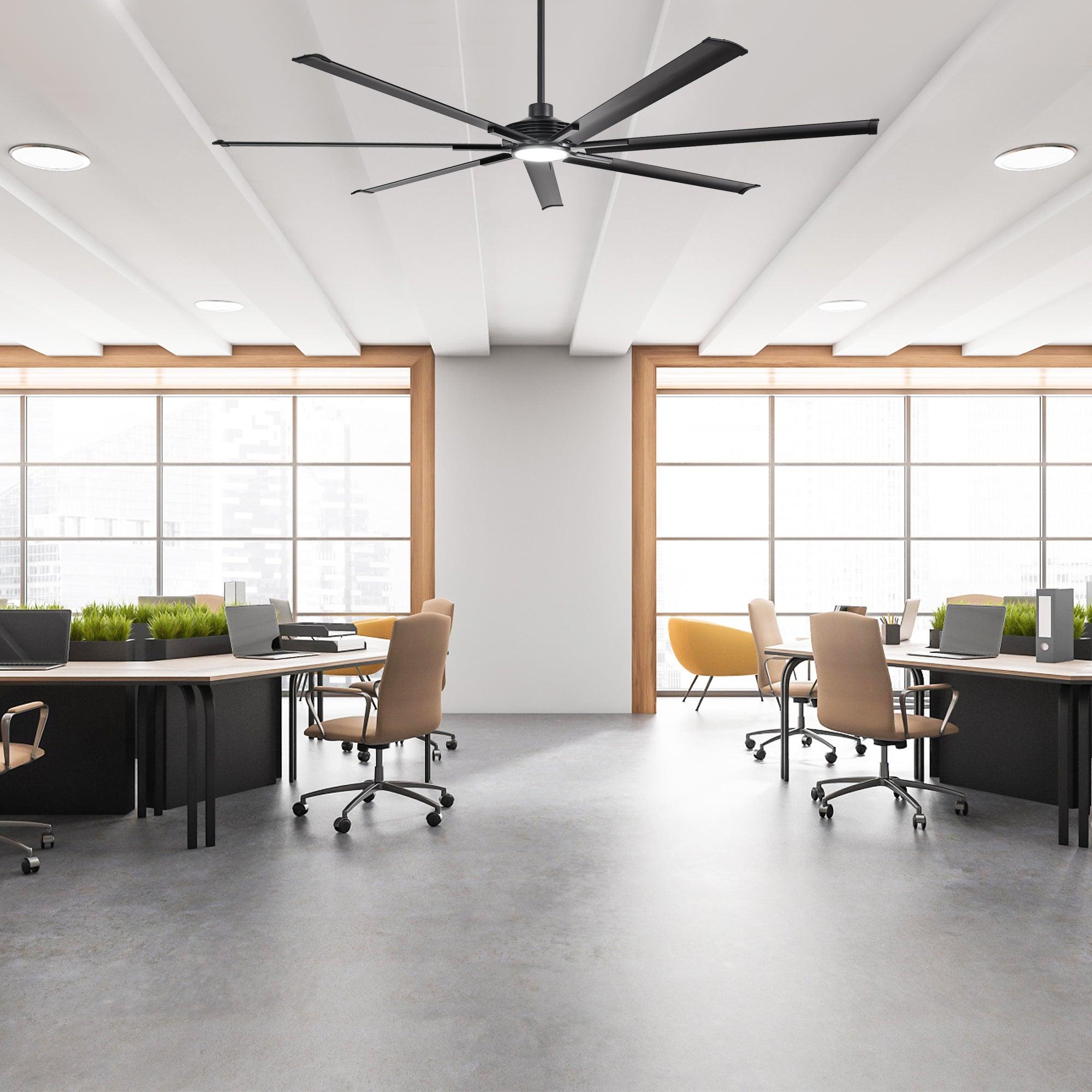 84 Inch 100 Inch Padus Black Large Size Ceiling Fan with Dimmable Lighting and Remote Control