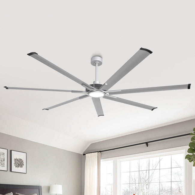 Ventilador de techo Padus negro de gran tamaño de 84 pulgadas y 100 pulgadas con iluminación regulable y control remoto