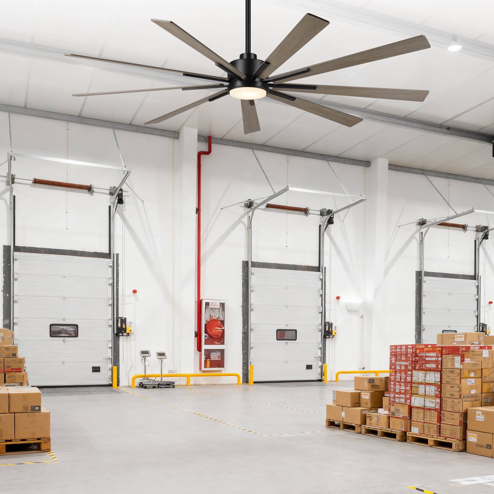 72 Inch Aries Black Downrod Mount LED Windmill Ceiling Fan with Remote Control