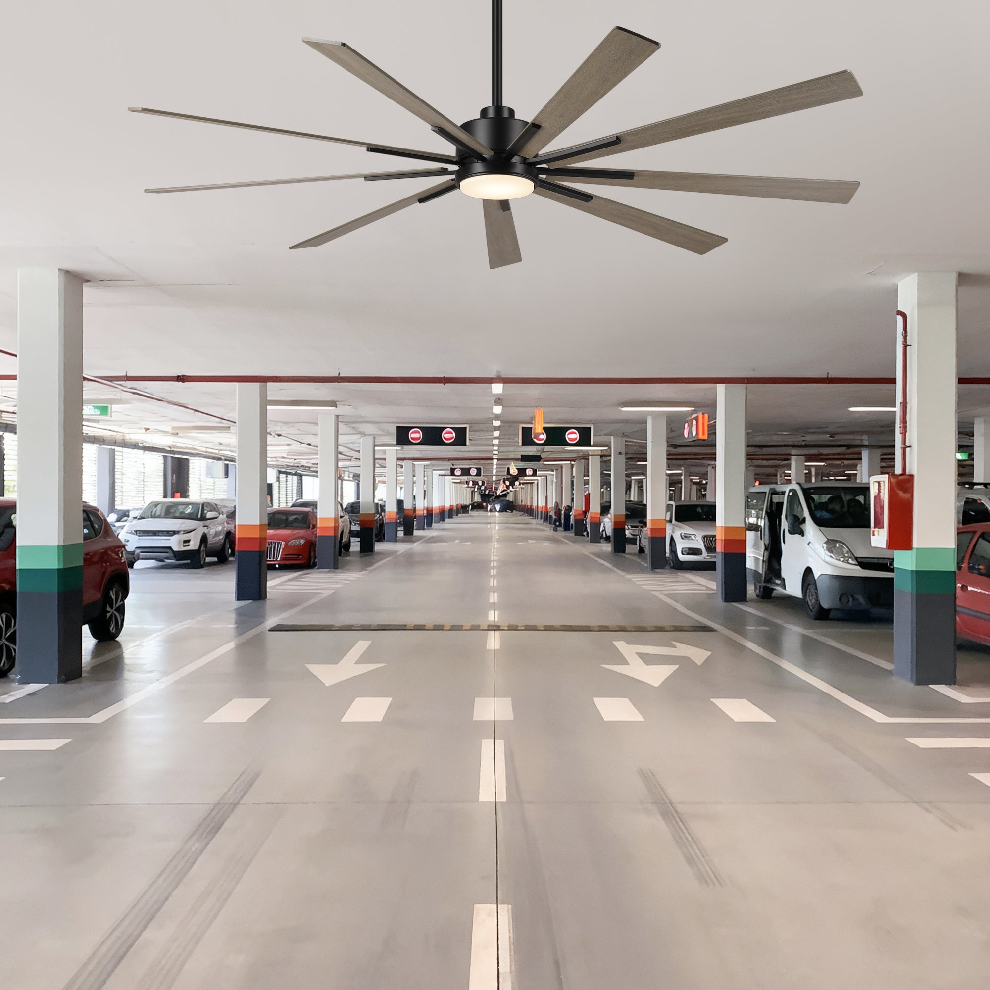 72 Inch Aries Black Downrod Mount LED Windmill Ceiling Fan with Remote Control