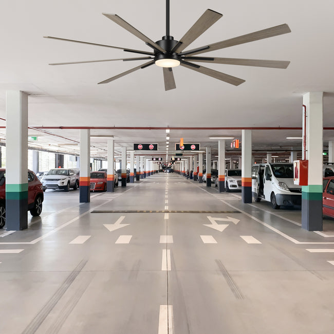 72 Inch Aries Black Downrod Mount LED Windmill Ceiling Fan with Remote Control