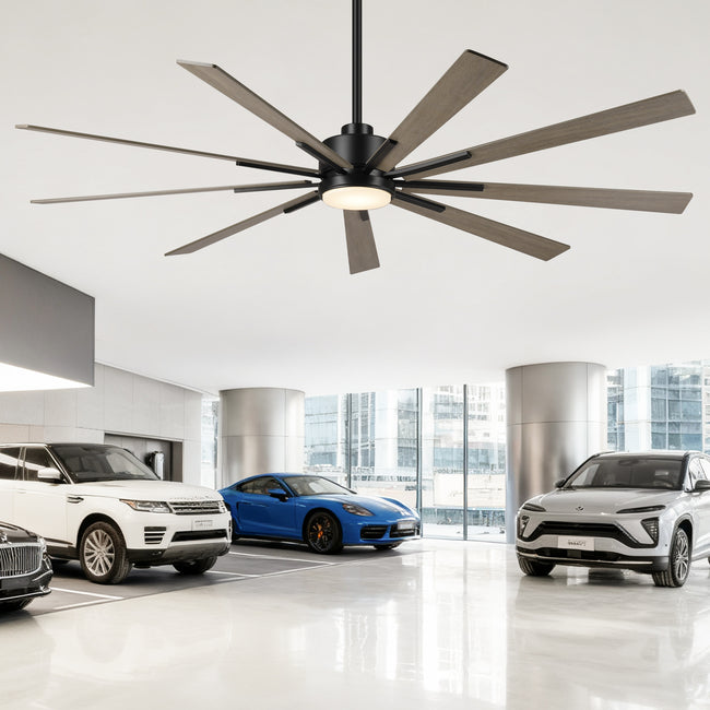 72 Inch Aries Black Downrod Mount LED Windmill Ceiling Fan with Remote Control