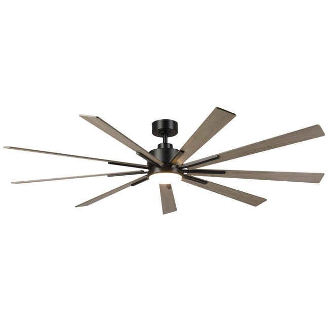 72 Inch Aries Black Downrod Mount LED Windmill Ceiling Fan with Remote Control