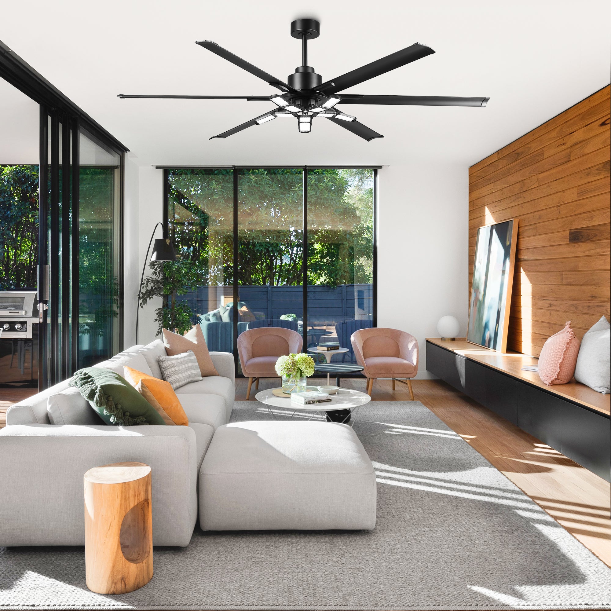72 Inch 84 Inch Arlene HVLS Large Ceiling Fan with Foldable LED & Remote Control