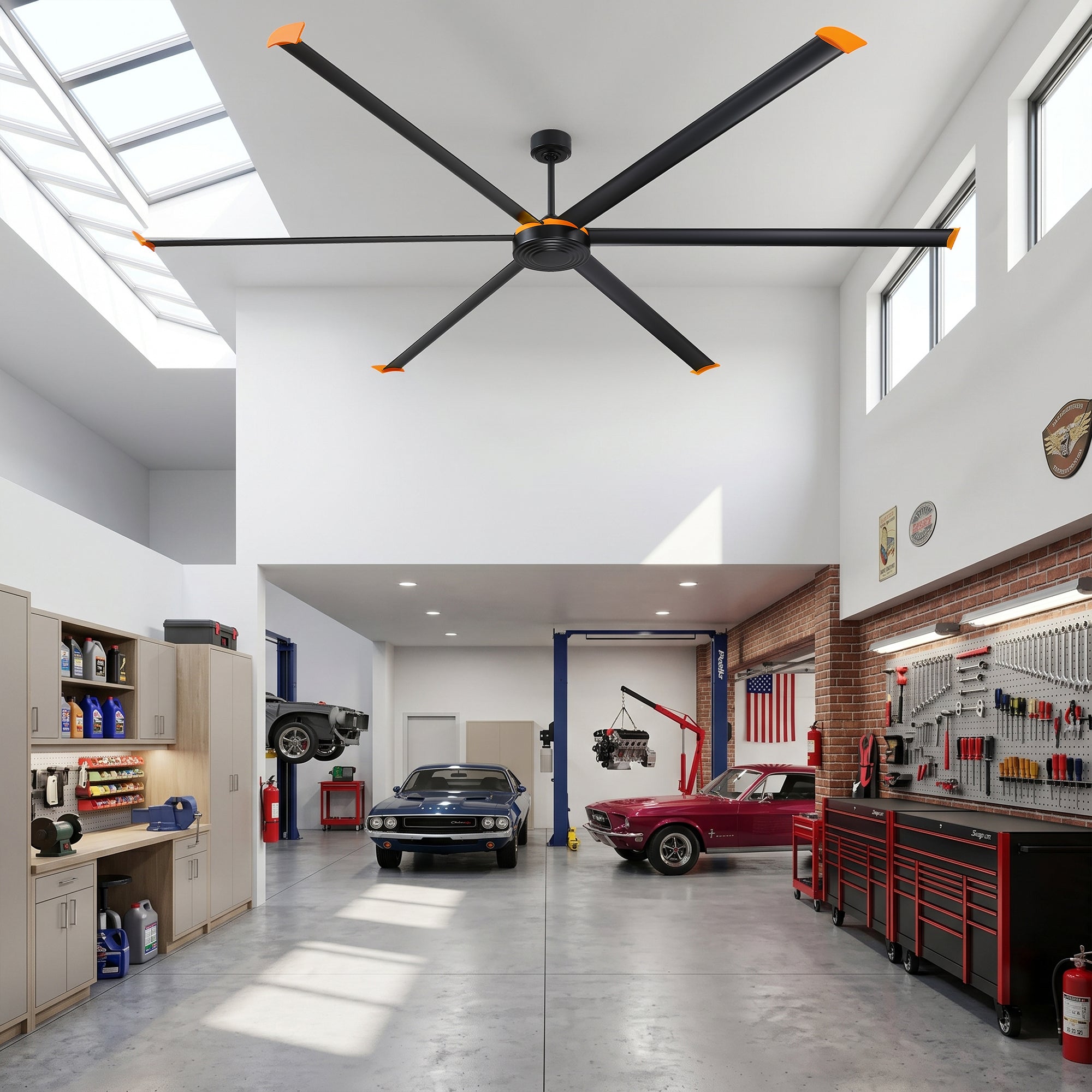 120" Isaac HVLS Fan Black Industrial Extra Large Ceiling Fan with Remote Control