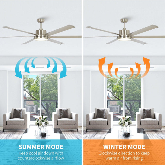 65 Inch Freda DC Motor Modern Downrod Ceiling Fan with LED Light and Remote Control