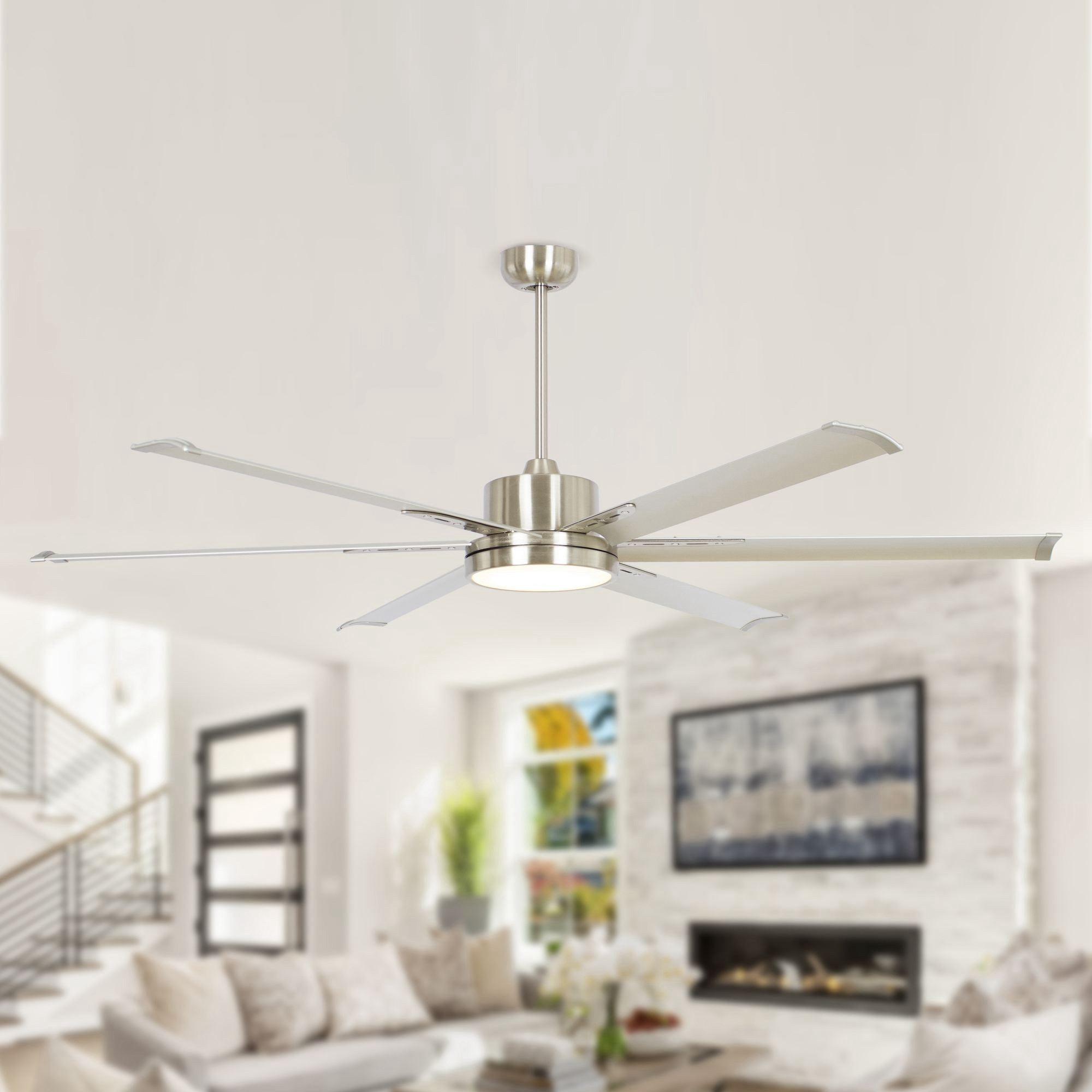 Ventilador de techo moderno con motor de CC Freda de 65 pulgadas, luz LED y control remoto.