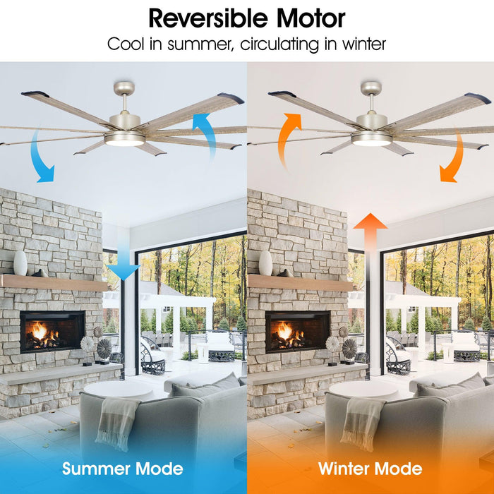 Ventilador de techo con montaje en varilla y motor de CC de níquel satinado Bankston Moden de 72" con iluminación LED y control remoto